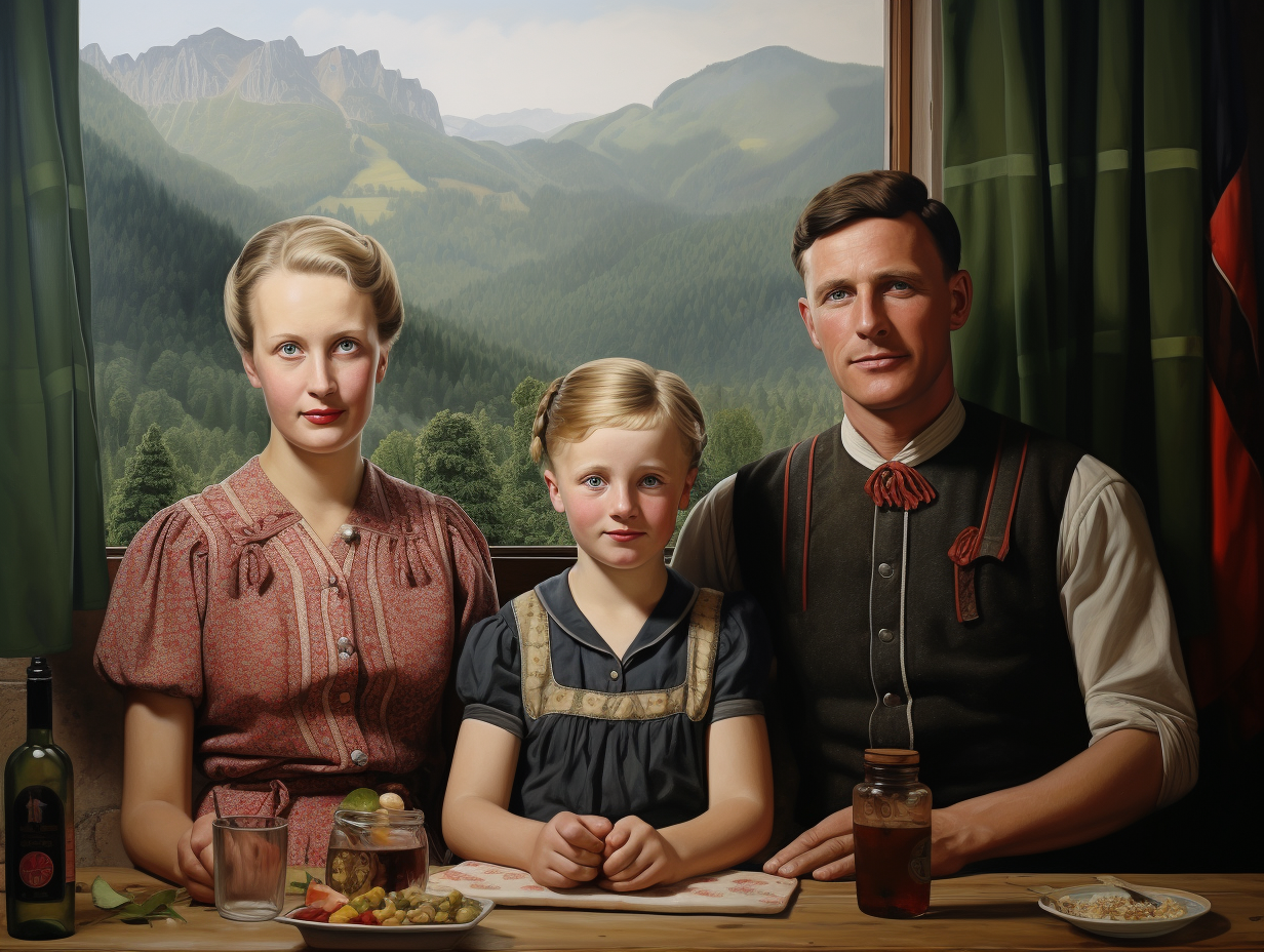 Midjourney-generated image, prompt was: happy german family --ar 4:3