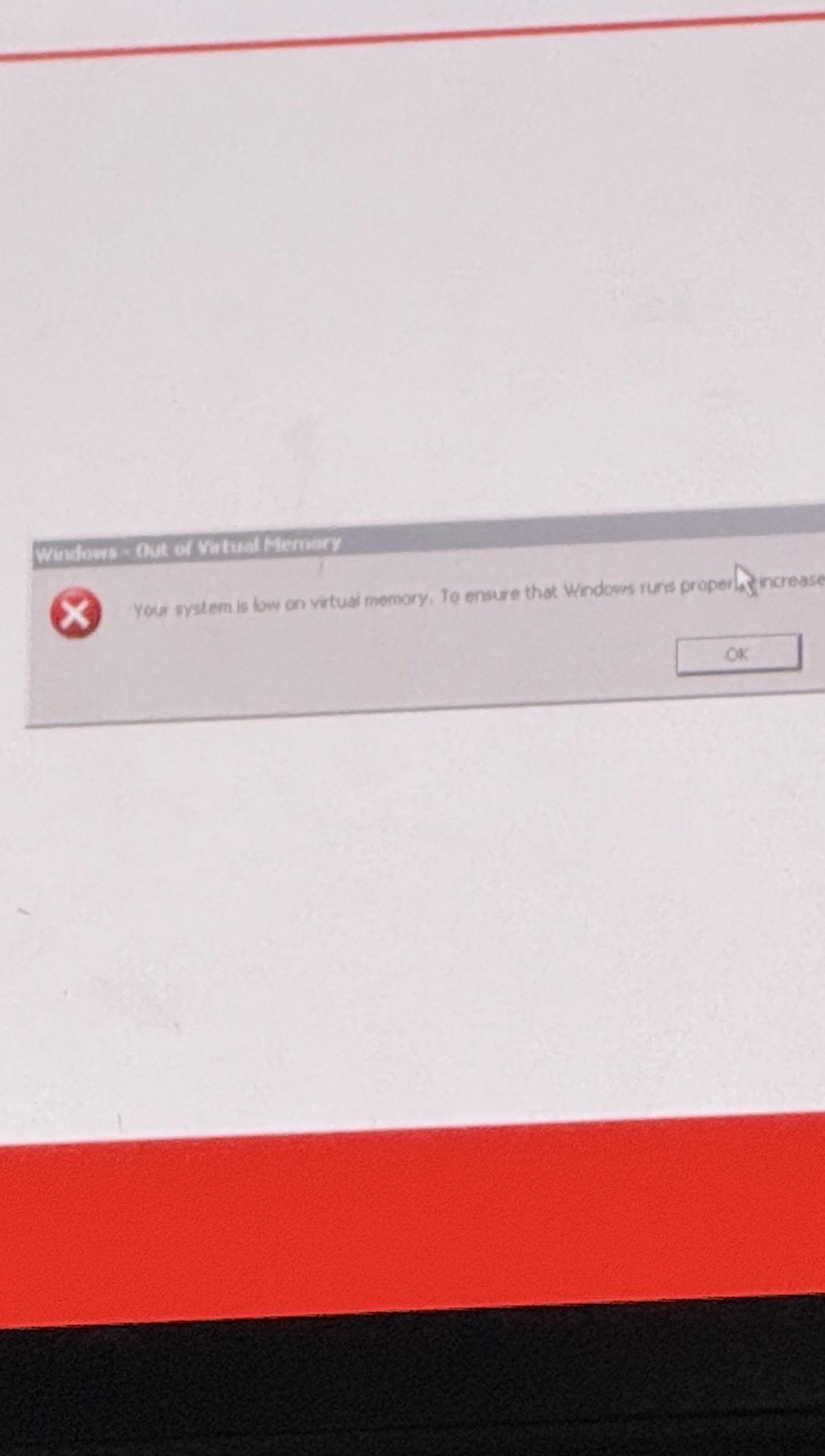 Bus info screen windows error: out of memory