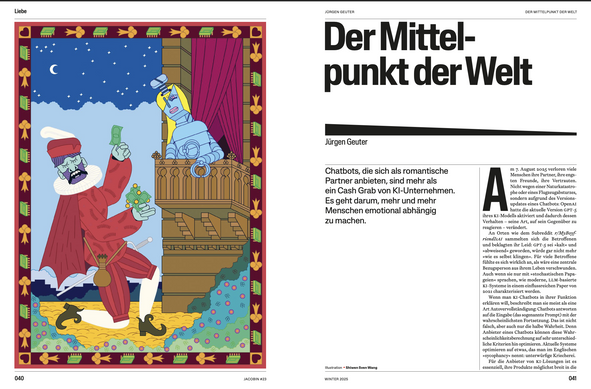 Screenshot meines Artikels in der aktuellen Jacobin mit dem Titel "Der Mittelpunkt der Welt"